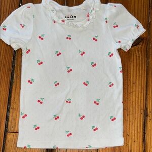 Boden Kids White Cherry Print Short Sleeve Tee